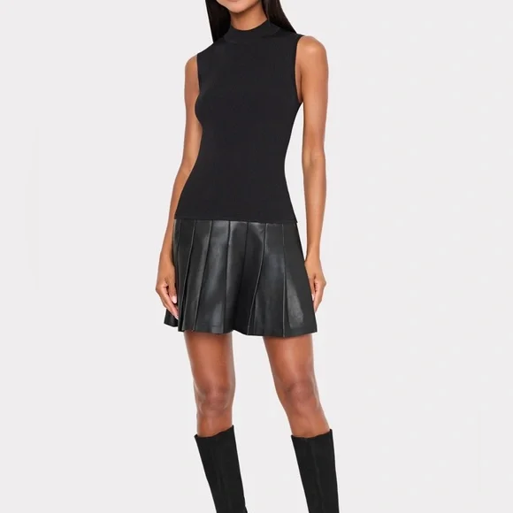 knee length dresses for ladies Milly Faux Leather Mini Dress - Black main image 0